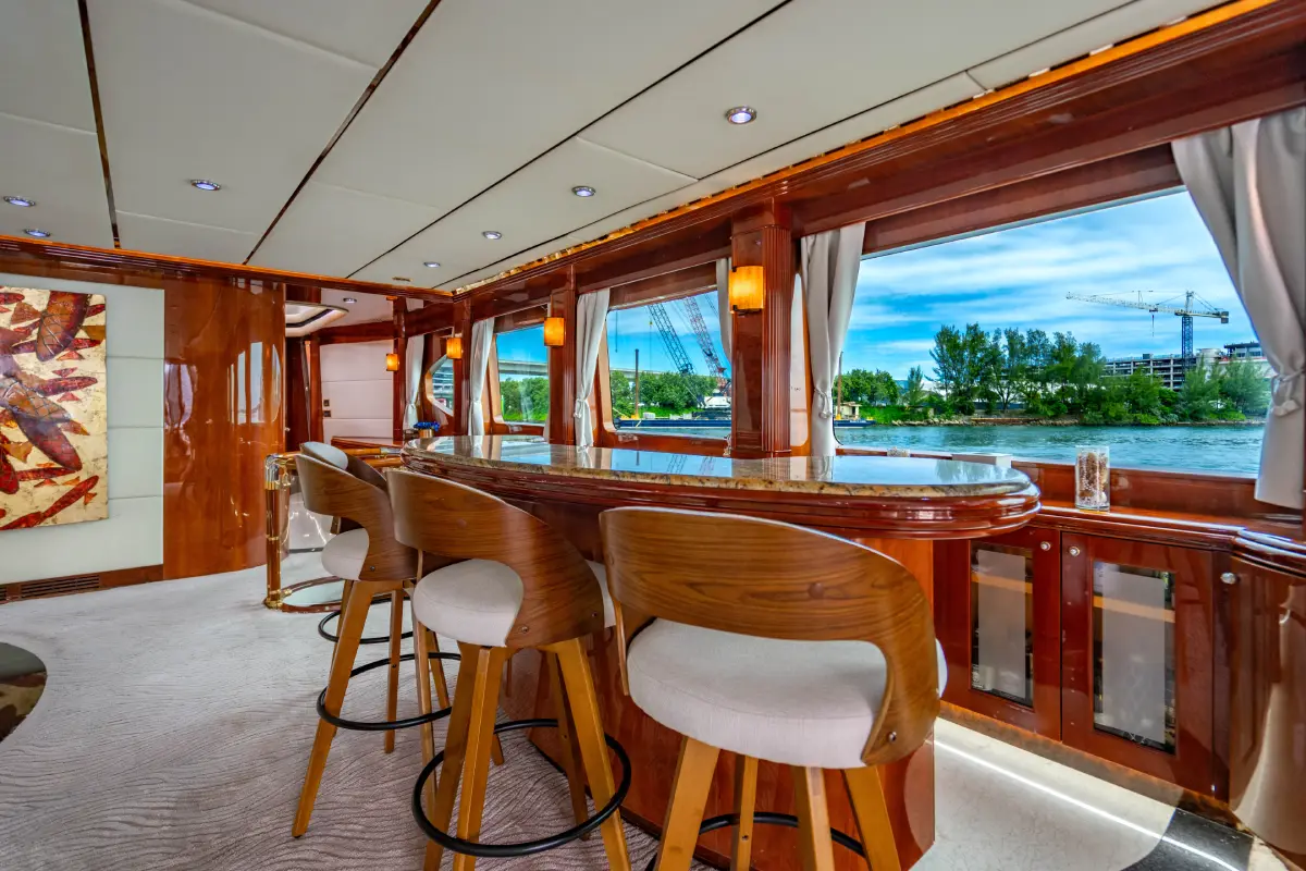 105ft Aqua Yacht Miami jacuzzi in use on water luxury charter