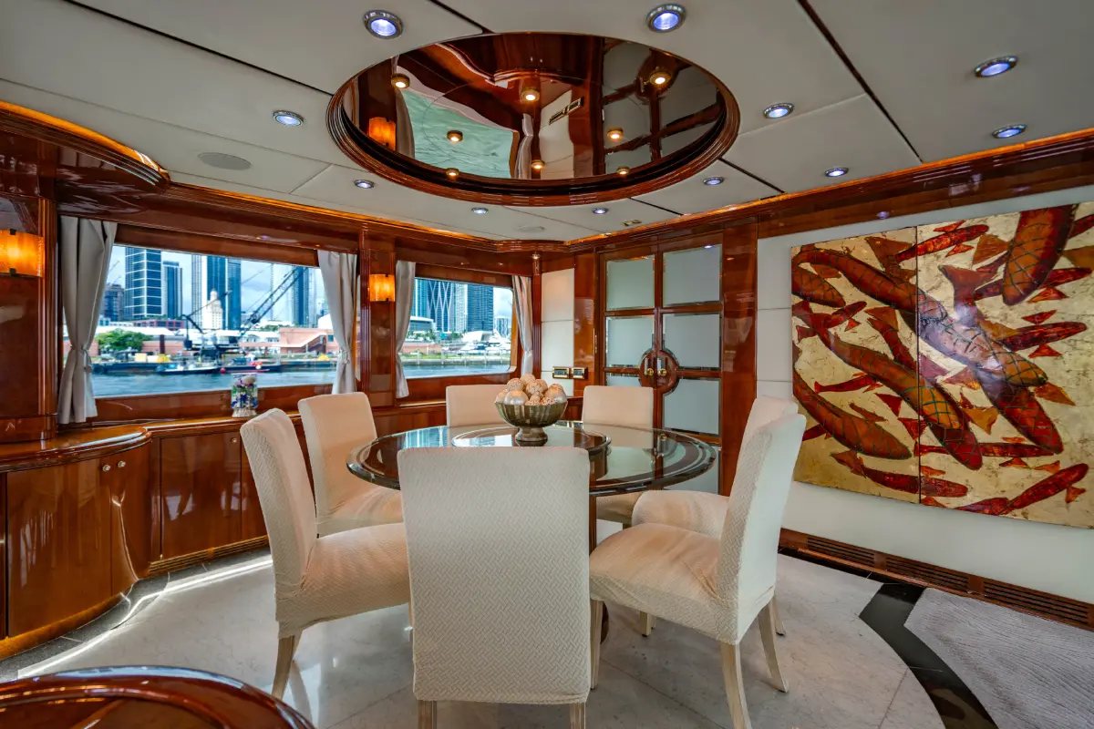 105ft Aqua Yacht Miami lounge seating deck entertaining