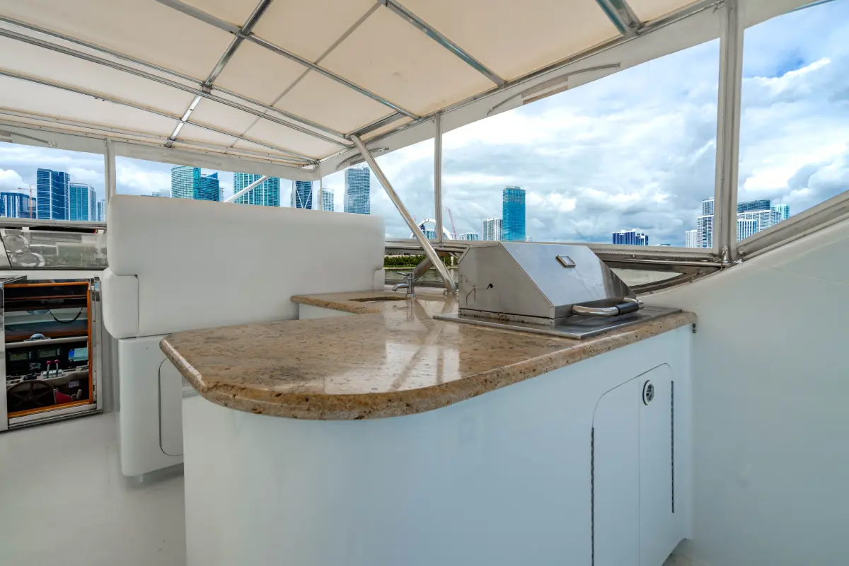 105ft Aqua Yacht Miami forward deck seating ocean views