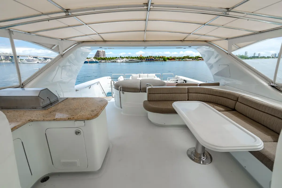 105ft Aqua Yacht yacht rental Miami aerial view open water