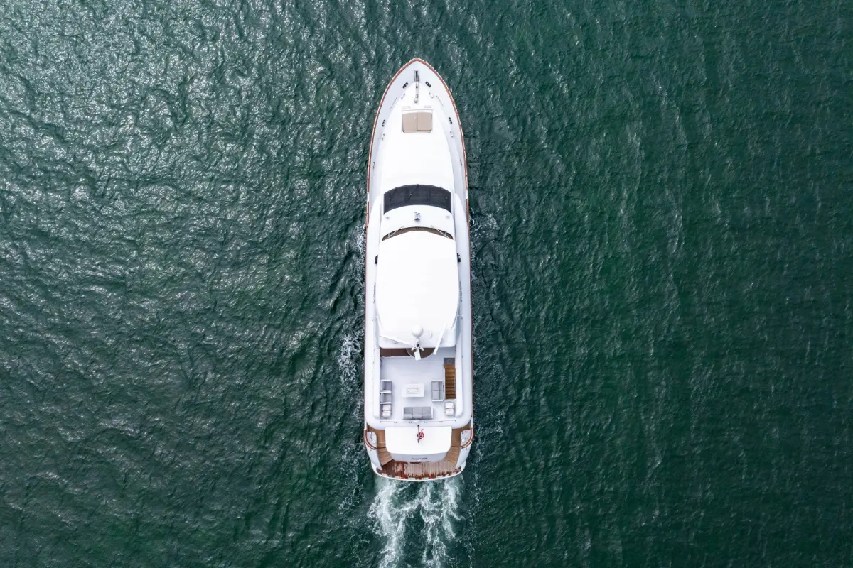 105ft Aqua Yacht Miami swim platform on Biscayne Bay