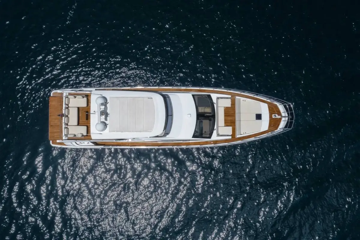70ft Azimut 68 Flybridge full vessel aerial yacht charter Miami