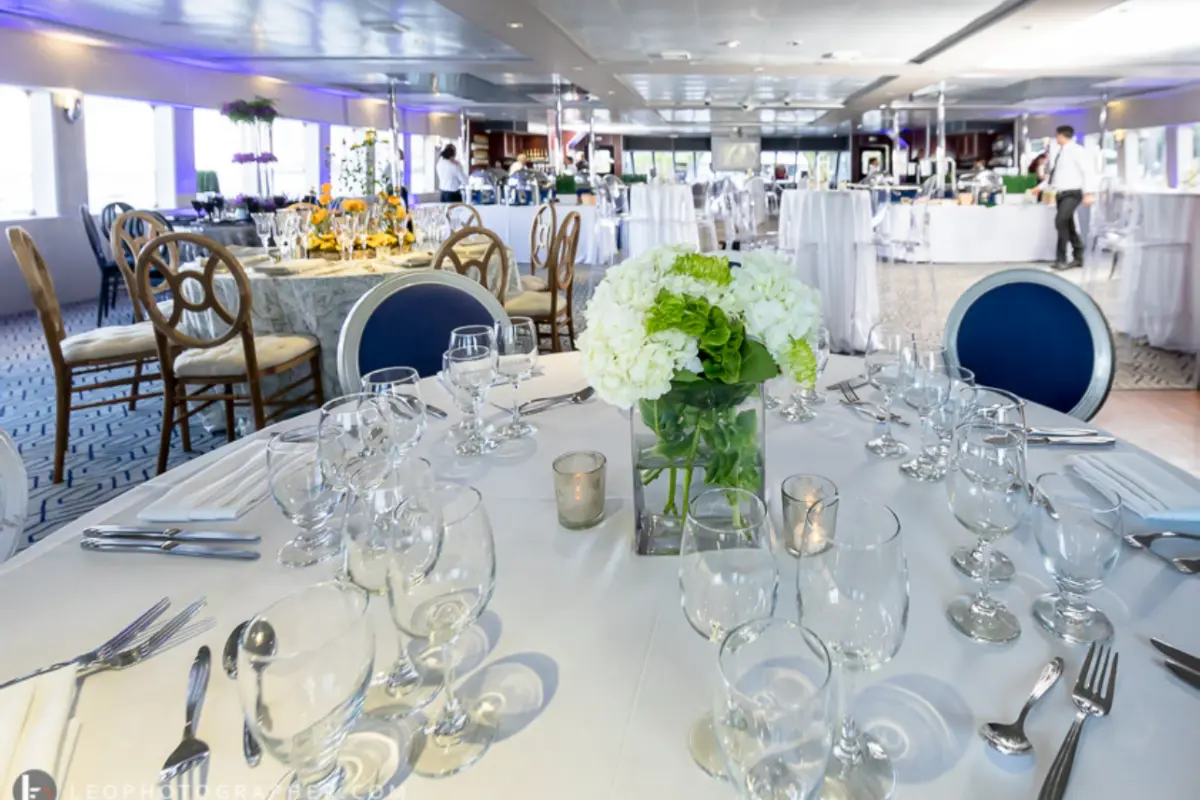 Birthday boat rental Miami Biscayne Lady dining salon