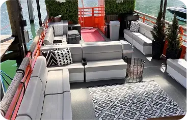 Cat Lux catamaran open deck party setup Miami bachelorette birthday charter
