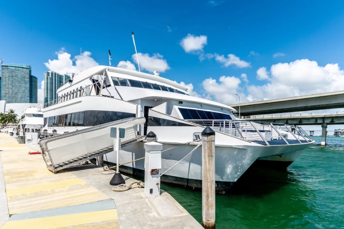 Corporate yacht charter Biscayne Lady presentation setup