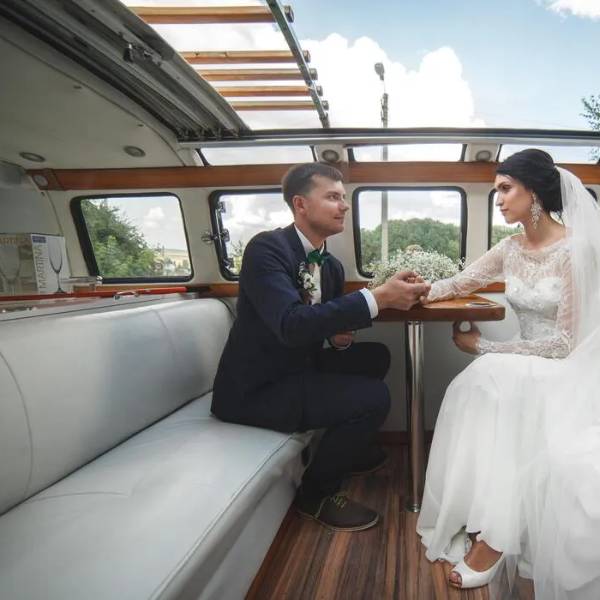 Engagement celebration group on a private catamaran