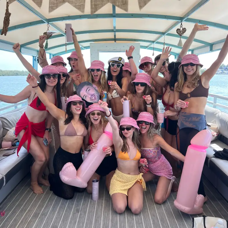 Bachelorette party group enjoying Miami boat rental