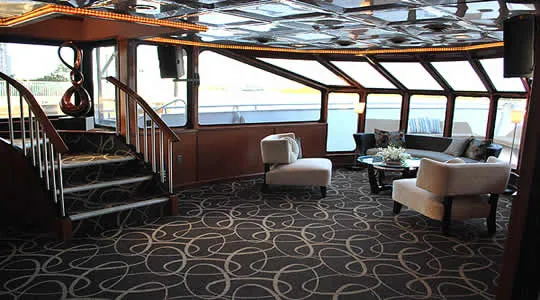 Mid Sun Yacht Miami interior atrium luxury yacht rental private event