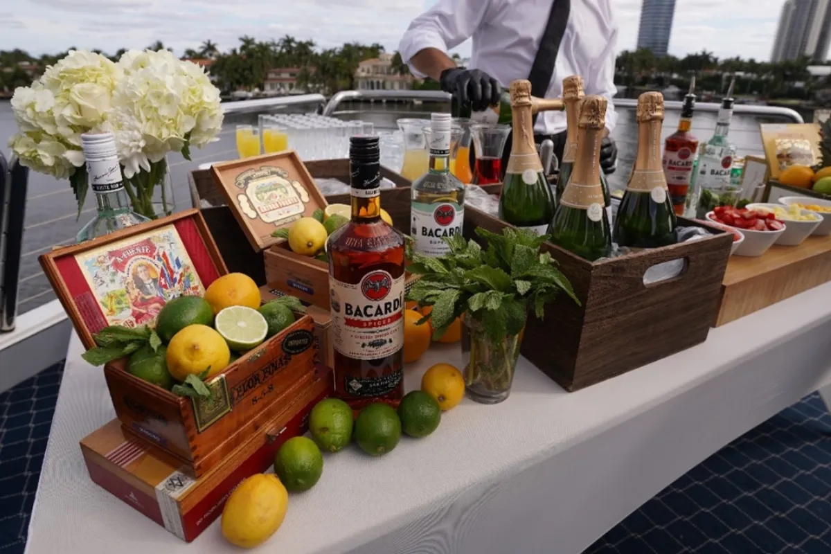 Party yacht rental Miami Biscayne Lady sunset views