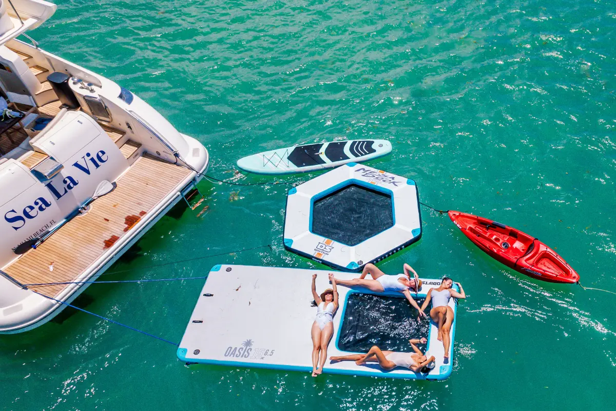 65ft Sea La Vie Azimut Flybridge Miami aerial view cruising Biscayne Bay