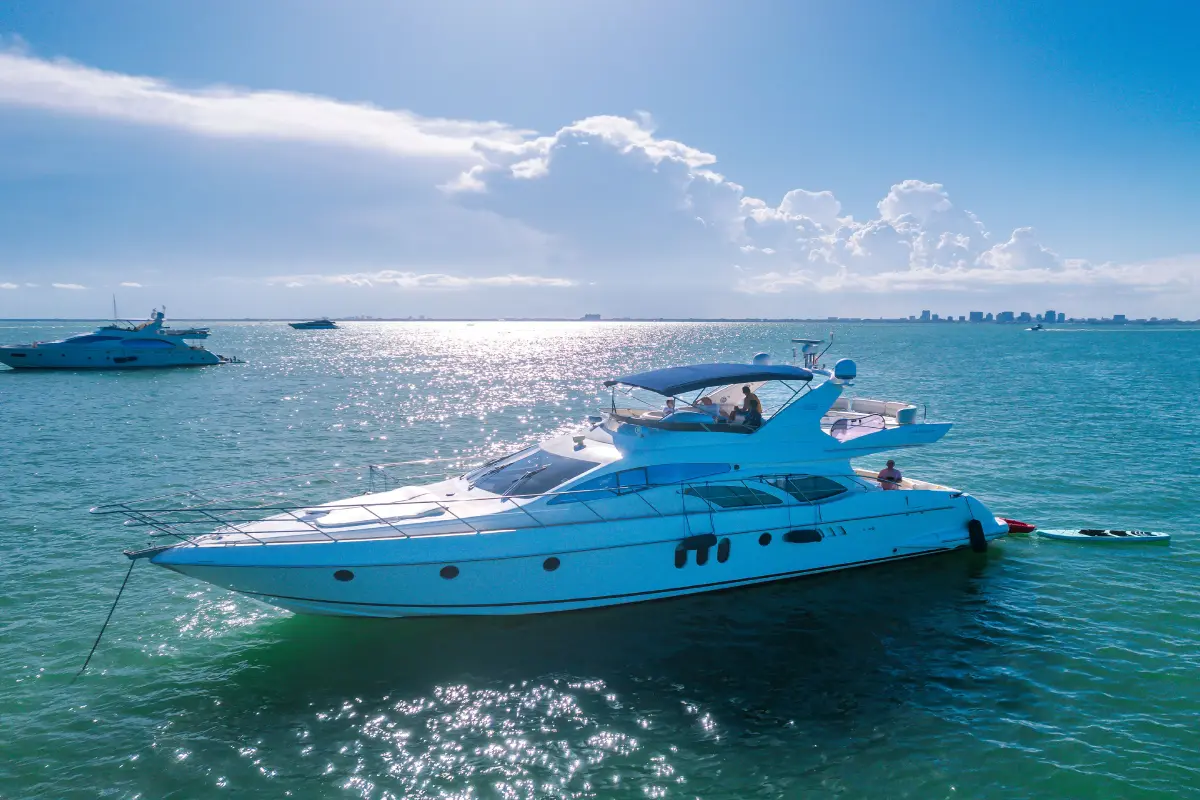 65ft Sea La Vie Azimut Flybridge full vessel aerial yacht charter Miami