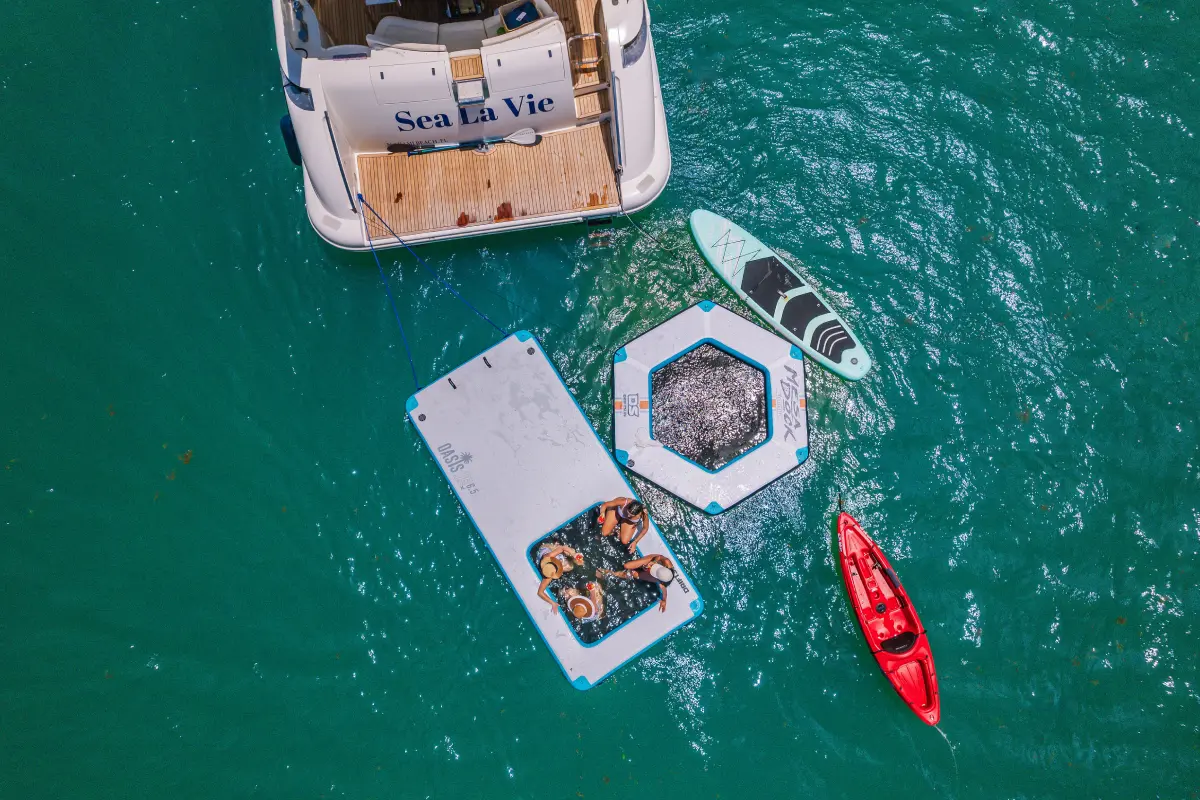 65ft Sea La Vie Azimut Flybridge Miami drone port side view