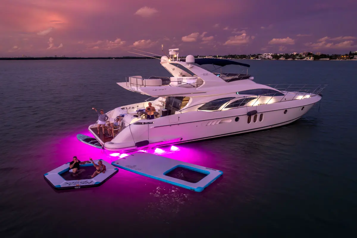 65ft Sea La Vie Azimut Flybridge Miami sun beds and entertaining area