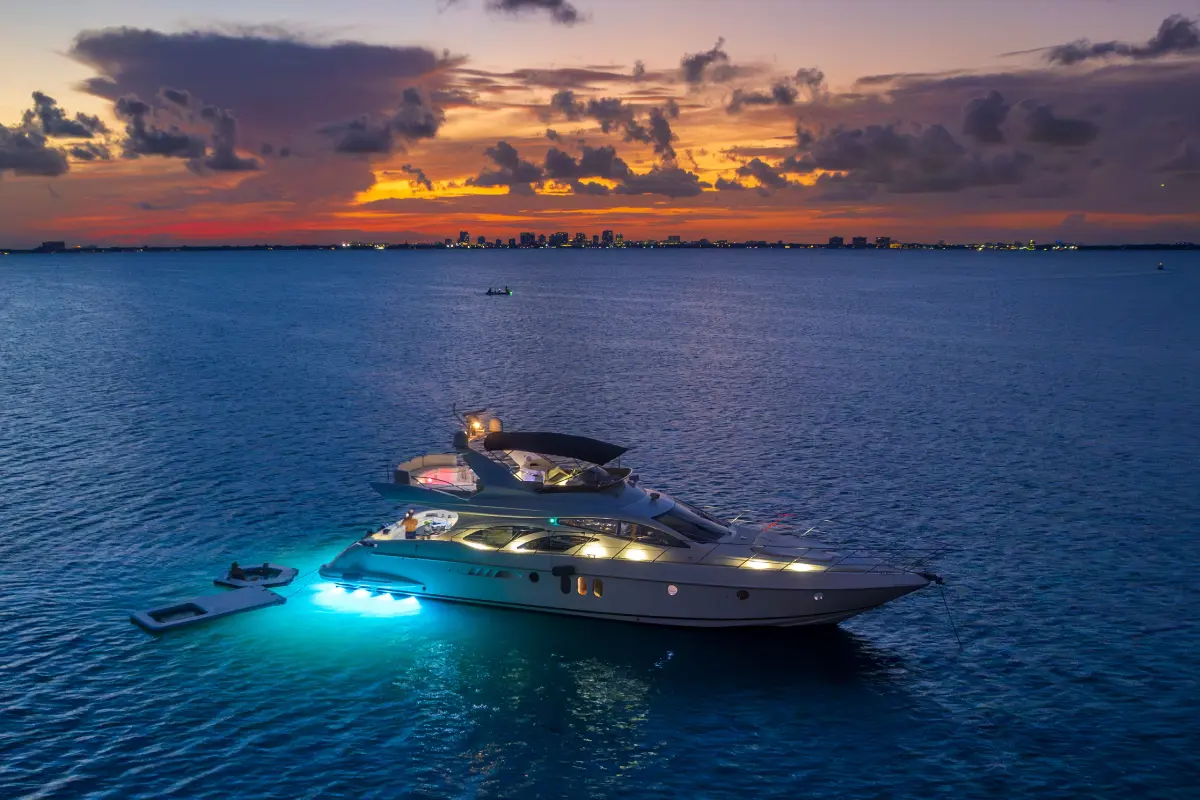 65ft Sea La Vie Azimut Flybridge Miami upper helm station with panoramic views