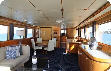 Sols yacht interior luxury cabin lounge Miami premium yacht charter