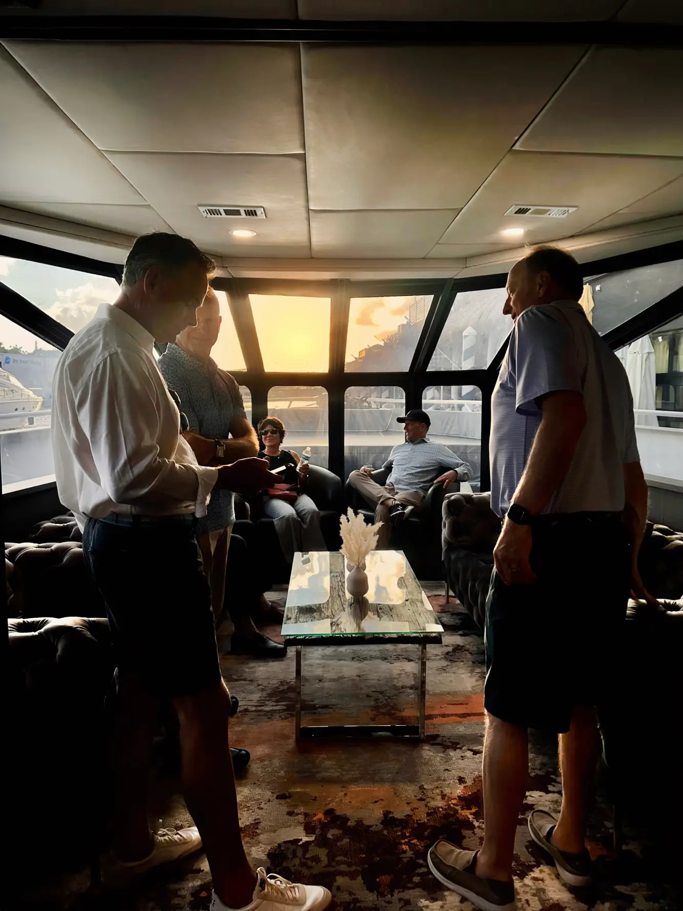 Stellar Yacht champagne room VIP lounge Miami luxury yacht charter