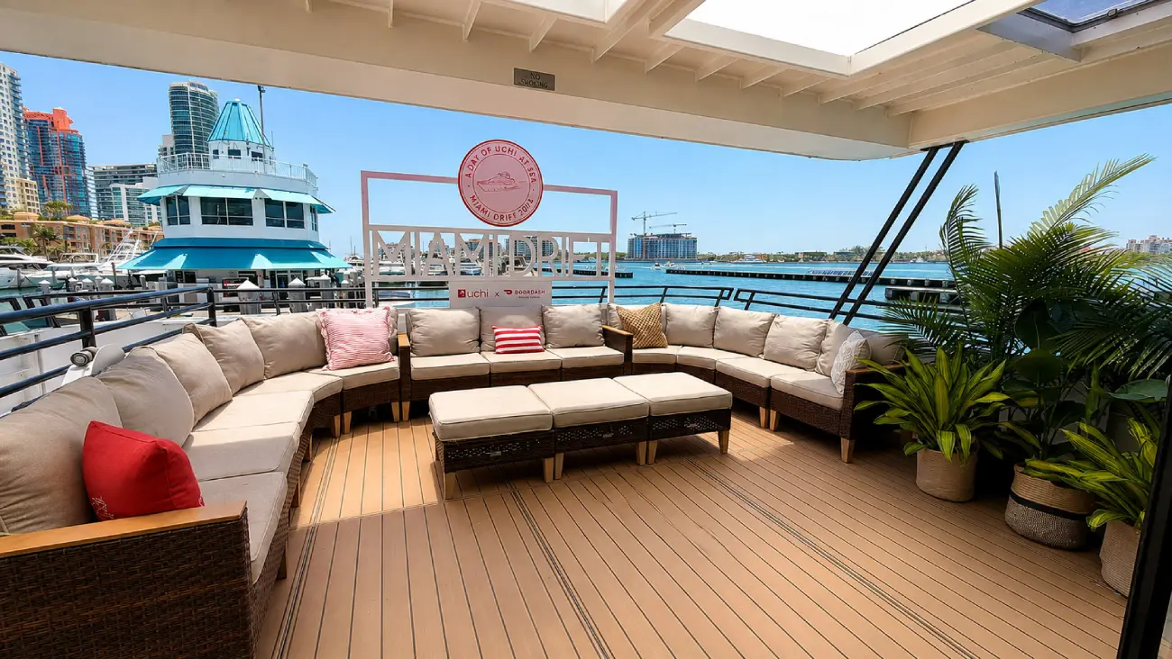Stellar Yacht sky deck main lounge area Miami yacht charter