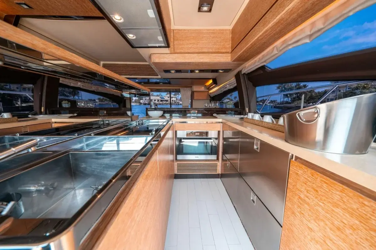 68ft Warrior II Azimut Miami bow seating area for private yacht charter guests