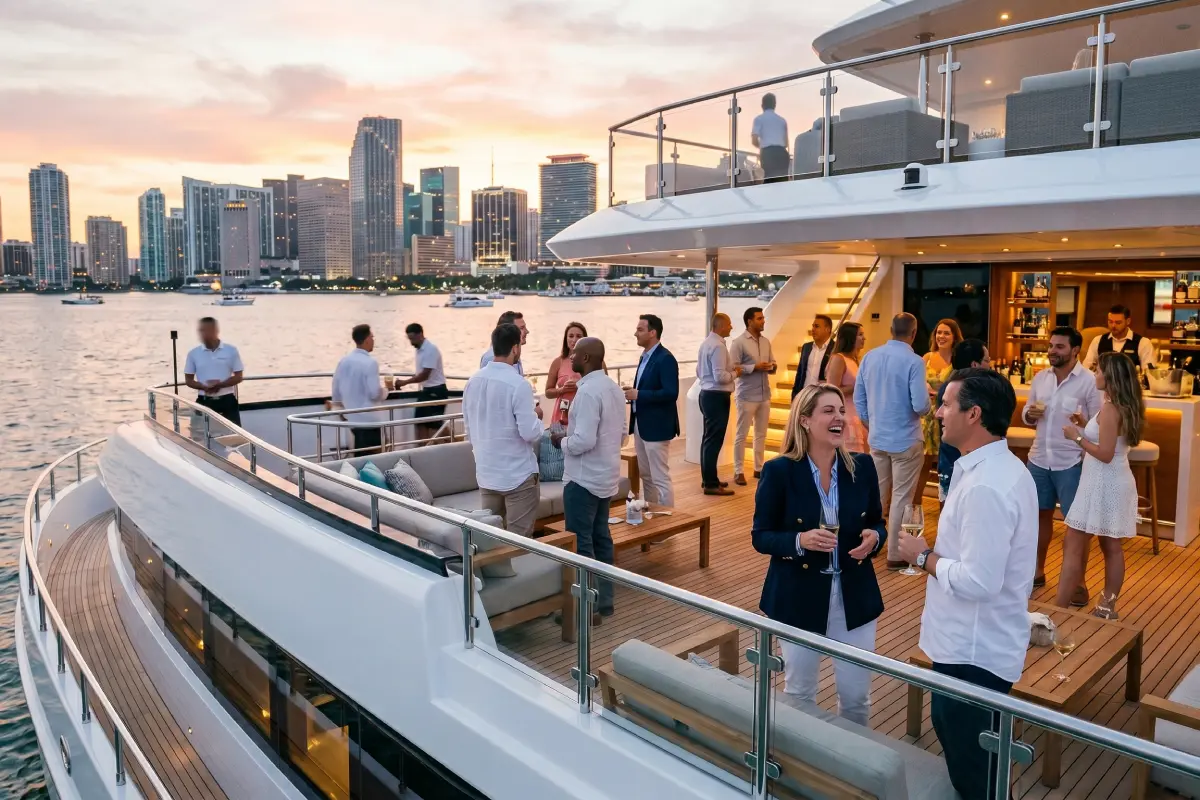 Private yacht corporate events on Biscayne Bay in Miami