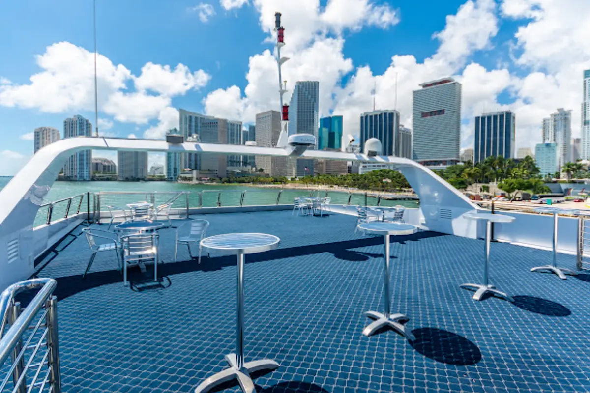 Yacht rental Miami for party Biscayne Lady DJ booth